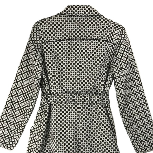 London Fog 3/4 Length Trench Coat Black/White - Belted - Size M - Picture 5 of 9